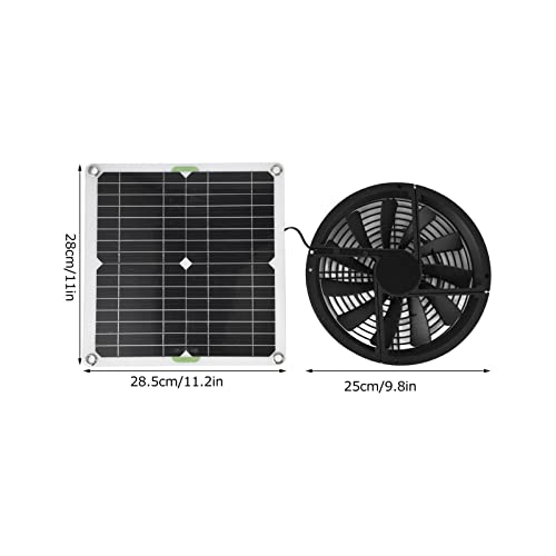 Solar Powered Ventilation Fan Kit, 100W 12V Solar Exhaust Fan with Panel for Greenhouse, Chicken Coop, Shed, Attic, No Battery Required