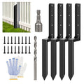 4-Pack Fence Post Repair Kit, 3MM Steel Anchors, Fix 4x4/6x6 Posts, No Digging