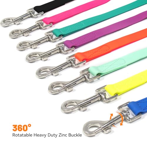 Waterproof Dog Leash, 5/6 FT Durable Odor-Proof Dog Leashes with Strong Metal Hooks Fits Small Medium or Large Dogs (Yellow, 6FT - 1 inch Width) - color: Yellow, size: 6FT - 1 inch Width