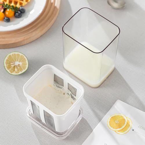 Greek Yogurt Strainer, 1800ml Fine Mesh Strainer with Bag & Lid | Multi Yoghurt Maker Strainer for Thick Greek Yogurt, Soybean Milk, Kefir, Berries, Soup, Fruit Juice & Coffee - size: 1800ML