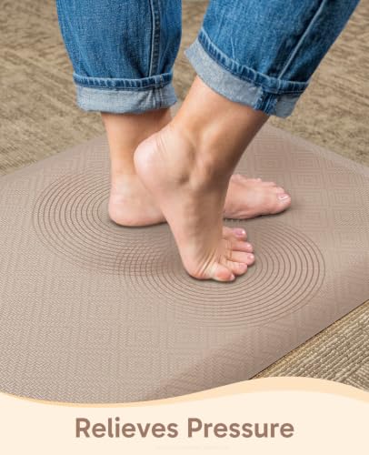 Ophanie Kitchen Mats for Floor,3/4 inch Thick,24x70 Anti Fatigue Cushioned Mat,Kitchen Rugs,Waterproof,Comfort Ergonomic Standing Mat for Office,Home,Sink with 99+ Pairs of Anti-Slip Bottom Ridges - color: Beige, size: 24"L x 70"W x 0.8"Th