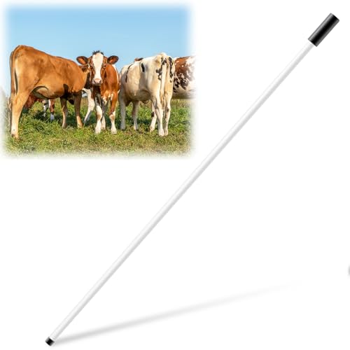 53 Inch Fiberglass Livestock Sorting Stick White 1/2" Diameter Cattle Show Stick with Sponge Handle Bending Poles for Horses