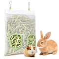 Mesh Guinea Pig Hay Feeder Bag for Guinea Pigs Rabbits Chinchillas, Hanging 2-Hole Hay Dispenser Breathable Wear-Resistant (White) - color: white