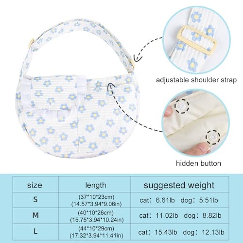 Flower Pet Sling Carrier for Small Dogs,Breathable Small Dog Carrier Sling,Puppy Carrier for Small Dogs and Cats,Dog Slings for Small Dogs (Pink, Medium)