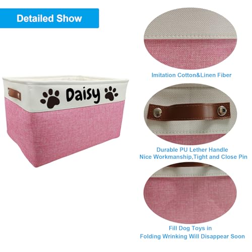 Large Personalized Dog Toy Basket Custom Dog Toy Box Foldable Dog Gift with Pet's Name for Dog Chew Toys, Clothing,Stuff - color: Personalized, size: L:17"L x 13"W x 10"H