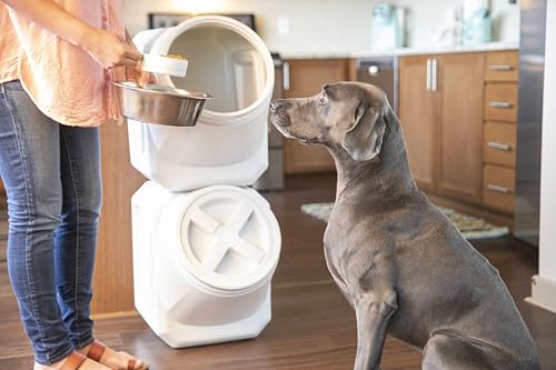 Vittles Vault Traditional Dog and Cat Food Container + Scoop, Gray, 60lbs | BPA Free Plastic, Sealed Airtight for Kibble, Bird Seed, Oatmeal and More; Includes Scoop, Made in USA - size: 60 Pounds
