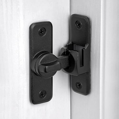 2 Pcs Matte Black 90/180 Degree Flip Latch,Zinc Alloy Barn Door Latch | Right Angle Door Lock Latch,Sliding Door Latch Lock,for Cabinets,Bedroom,Fence Gates,Window,Garden,Garage,Pet Cage - color: Matte Black