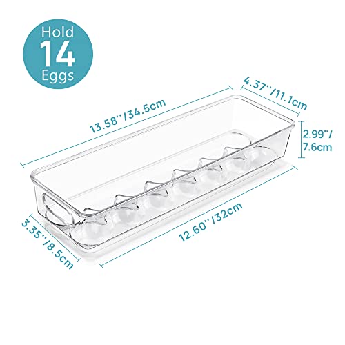 Vtopmart Egg Container Holders for Refrigerator - Clear Stackable Trays for 14 Eggs, Plastic Storage Bins for Fridge Organization (2 Pack)