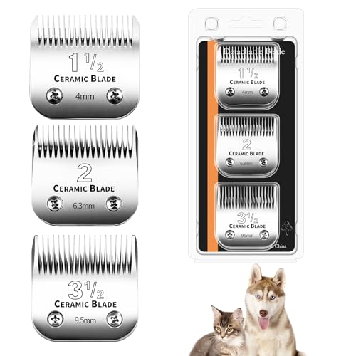 3 Pcs Professional Detachable Replacement Ceramic Blades Set,Compatible with Andis AGC,BDC,BGC,MBG Series,Oster Classic 76/Star-Teq/Power-Teq Clippers，Cut Length 3/8-Inch 5/32-Inch 1/4-Inch - size: 1-1/2+2#+3-1/2