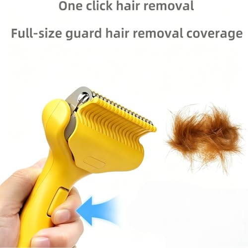 Undercoat Rake for Dogs & Cats, Deshedding Brush for Long haired Pets,Cat Brush for Shedding with Release Button,Best Dematting Comb&Deshedding Tool for Grooming (Lemon Yellow) - color: Lemon Yellow