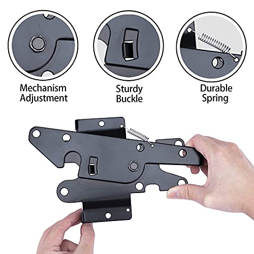 Heavy Duty Gate Latch, Post Mount Automatic Self-Closing Door Latch,for Wooden/Vinyl Fence, Pool,Garden Outdoor, W/Mounting Screws (Black) - color: Black