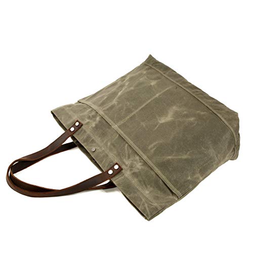 WUDON Waxed Canvas Travel Tote Bag - Extra Large Carryall Shoulder Bag for Women | Travel - color: Green