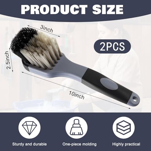 2 Pack 10" Horse Bucket Brush, Horse Bucket and Trough Scrub Brush, Water Buckets Brushes for Livestock Farm Equine Water Buckets Feed Trough Non Slip Grip Durable Synthetic Fiber Black Gray - color: Gray