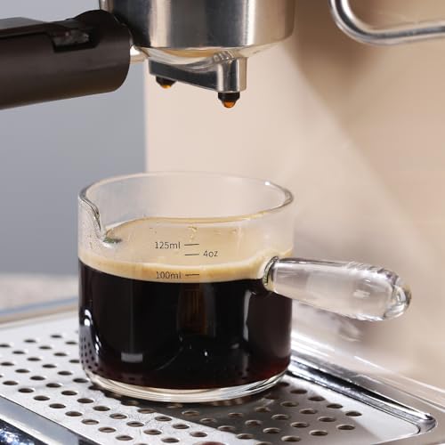 Bincoo Espresso Glass, 150ML Cups with Handle and Dual-Scale, V-Shaped Mouth Measuring Cup, Perfect for Shots and Milk Froth (1)