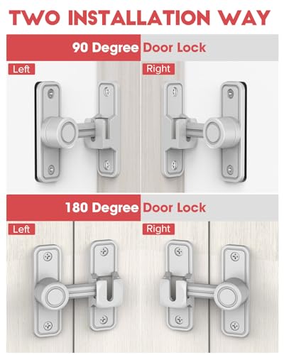Heavy Duty Gate Latches 90 Degree Right Angle Barn Door Lock, Anti-Theft Sliding Door Lock Latch for Wooden Fence Garden Bathroom Outdoor Garage Window Include Screw (Silver) | Anti-Theft Sliding Door Lock Latch for Wooden Fence, Garden, Bathroom, Outdoor