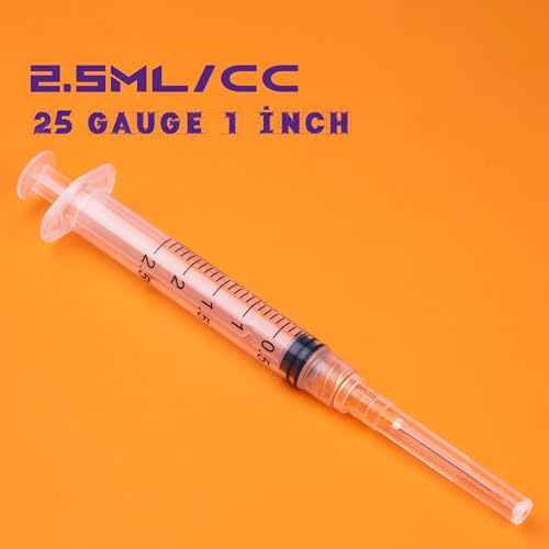 2.5ml Syringes with 25G 1 Inch Needles Luer Lock Disposable Syringe for Liquids, Individually Wrapped, Pack of 100 - size: 2.5ML-25G 1"