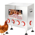 Chicken Feeder 85LB,6-Port Metal Poultry Feeder for Chickens, Poultry Coop | No Waste with Locking Lid&Riveted Handles,Adjustable Height,Large Capacity Rainproof Automatic Chicken Feeders