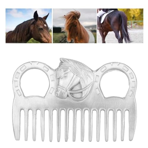 Metal Horse Comb, 4inch Stainless Metal Pulling Combs Horse Mane Comb Horse Tail Comb Mini Pocket Combs Horse Grooming Comb Livestock Comb for Cleaning Hair Removing Loose Undercoat Knots, Silver