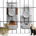 Lemtrflo Rabbit Feeder, Bunny Water Bottle Dispenser, Pet Cage Food Bowl | Suitable for Rabbits, Guinea Pigs, Ferrets, Cat and Other Small Pets - color: Gray