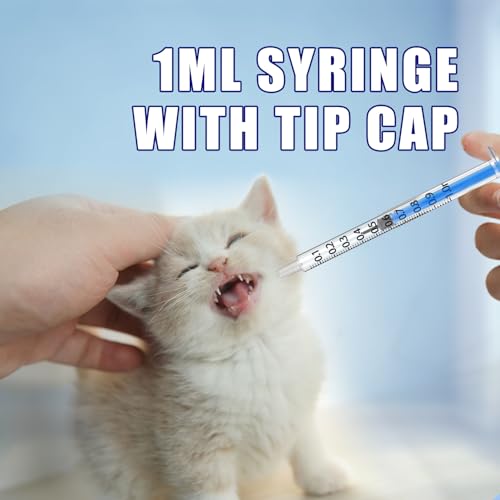 50 Pack 1ml Blue Plastic Syringes with Caps for Science Labs, Liquid Measuring, Watering, Refilling, Oral,Pet - size: 1ml-50Pack