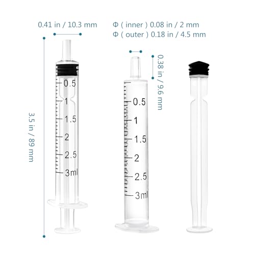 24 Pack 3ml Syringe with Cap and Luer Slip Tip, Sterile Syringe Individually Packaged for Labs, Liquid Measuring, Feeding Pets,Oil or Glue Applicator - style: C 3ml