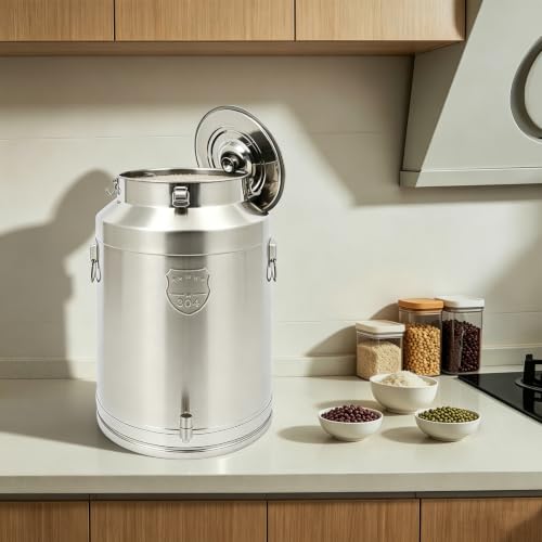 76L/20Gal 304 Stainless Steel Milk Can with Spigot | Food Storage Container for Liquid & Dry Goods, Wine Pail Bucket Metal Tote Jug for Kitchen, Farm - size: 76L/20Gal,w/Faucet