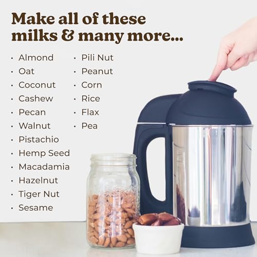 Almond Cow Nut Milk Maker Machine, Plant-Based Milk Maker for Almond, Oat, Cashew, Soy Milk, Stainless Steel, No Straining Needed - Makes 5-6 Cups, 120V - size: Almond Cow
