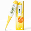 Boncare Digital Thermometer for Adults, Kids & Babies, Yellow | Accurate & Safe Oral and Rectal Thermometer with 10-Second Reading and Fever Alarm - color: Yellow