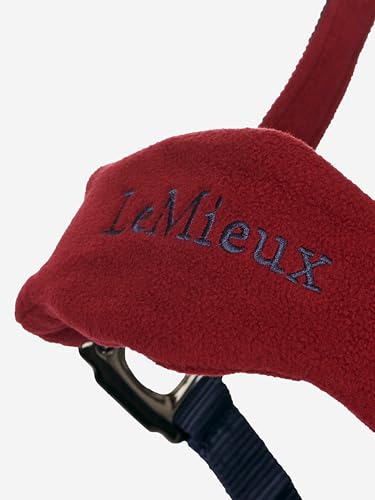 LeMieux Vogue Fleece Headcollar - Halter & Leadrope - Extra Padding, Adjustable at Curb and Poll Strap - color: Burgundy / Navy, size: Pony
