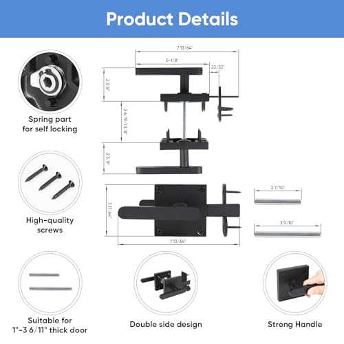 Gate Latch, BARNSMITH Heavy Duty Double Side Gate Latches, Matte Black Fence Latch, Garden Door Latch, Pool Gate Latch - size: GT01-L