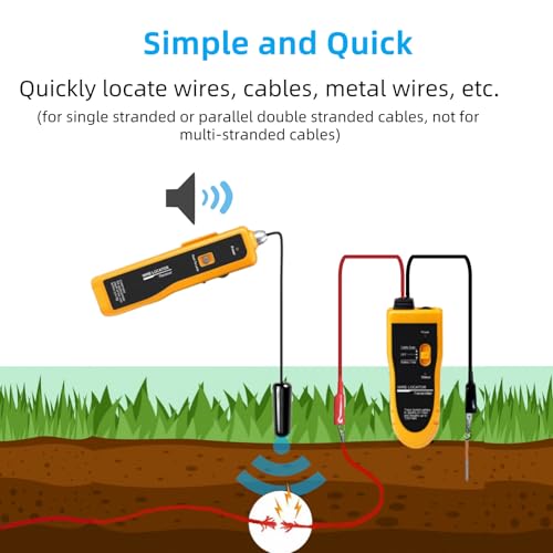 Underground Wire Locator, Wire Tracer with Earphone and Battery, Up to 3 Feet Deep and 1,640 Feet Long, Cable Tester for Dog Fence Cables Irrigation Control Wires
