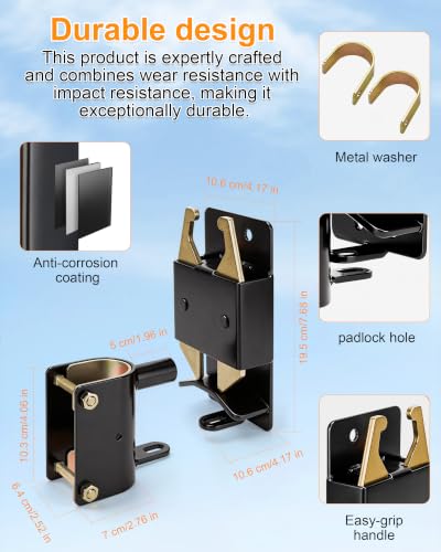 Valchoose Heavy Duty 2 Way Gate Latch, 8 Screws and Instructions, 1 Set | One Hand Pull Pin Opener, Padlock Hole, No Welding Round Tube Mount, Fits Livestock Fence Horse Corral Pasture Stable Ranch