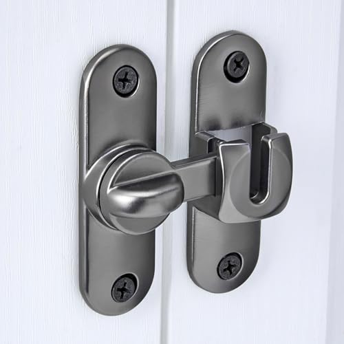 Grey 90/180 Degree Barn Door Latches,Flip Gate Lock | Zinc Alloy Flip Gate Latches,Right Angle Door Lock,for bedroom,garage,sliding door,window,cabinet,drawer,pet enclosures - color: Gray