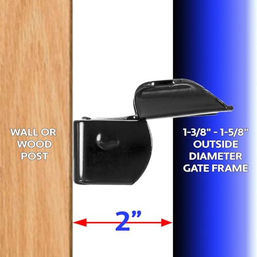 Black Wall Mount 1-3/8" Flat Back Butterfly Latch - Chain Link Fence Gate Latching Hardware - size: BLACK 1-3/8"