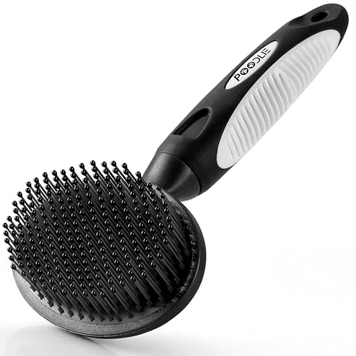 Round Bristle Pet Brush for Dogs and Cats - Soft Dog Brush for Grooming Short or Long Hair - Gentle Tool for Sensitive Skin Removes Dander, Dirt, and Detangles (Black) - color: Black