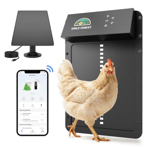 Smart WiFi Automatic Chicken Coop Door with App Controlled | Aluminum Alloy Automatic Chicken Door with Multiple Modes, Solar Chicken Coop Door with Timer & Light Sensor