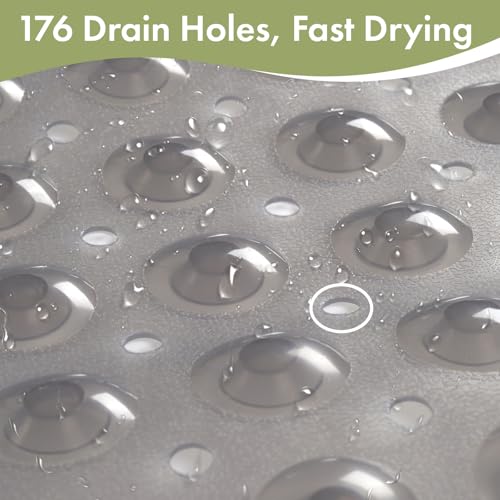 AmazerBath Shower Mat Non Slip 40 x 16 Inches, Shower Stall Mats with Suction Cups and Drain Holes, Non Slip Bath Mat for Tub for Elderly & Kids, Clear Gray - color: Clear Gray, size: 40" x 16" (Rectangular)