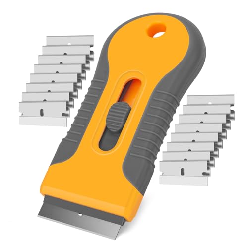 Razor Blade Scraper Tool with 15pcs Extra Blades, Multi-Surface Glass Stove Top Scraper for Paint, Window, Old Label, Decal Sticker, Ceramic Cooktops, Ovens - color: Small Razor Blade Scraper
