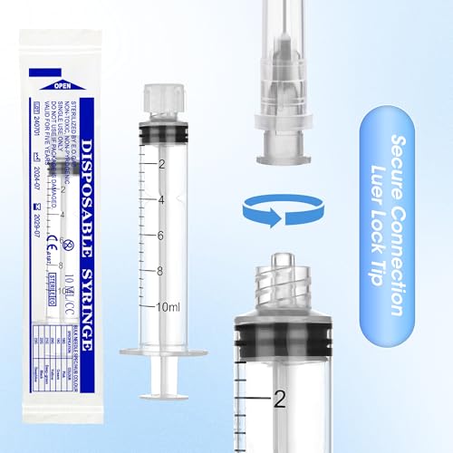 10ml Syringe with Cap, Luer Lock Liquid Transfer Syringes, 30 Pack Wrapped | Clear scale markings and smooth operation, controlled dispensing, and easy liquid transfer - style: 10 ml Luer Lock