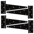 HILLMASTER 12 Inch T-Strap Heavy Duty Shed Door Hinges Gate Strap Hinges Black Tee Hinge Wrought Hardware for Wooden Fences,Yard,Barn Door,Rustproof (4 Pack) - size: 12in 4Pack