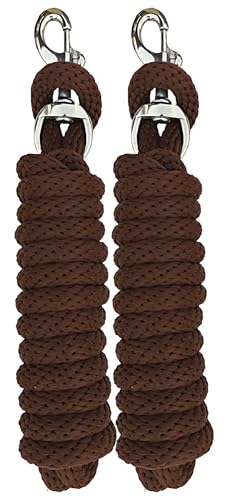 Majestic Ally Pack of 2 Solid Poly Lead Rope for Horses & Livestock – 10 Foot Long and 5/8 inch Thick - Replaceable Heavy-Duty Bolt Snap – Handmade – Soft, Broken in Feel (Brown) - color: Brown