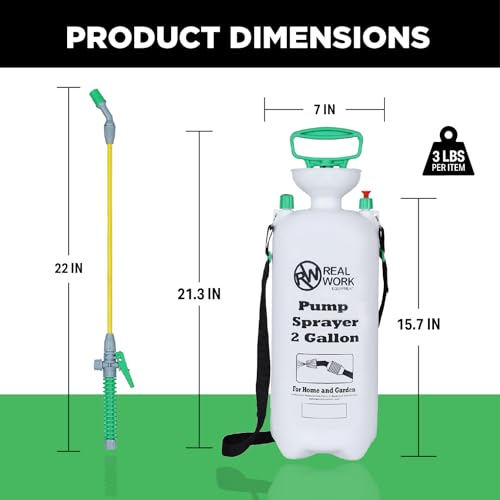 REALWORK 2-Gallon Handheld Tank Sprayer with Easy-Carry Shoulder Strap for Lawn, Garden, Yard, in Translucent White - size: 2 gallon