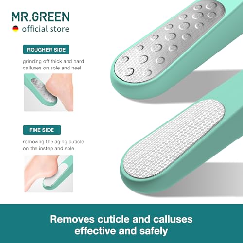 MR.GREEN Foot File Double Sided Callus Remover for Dead Skin Professional Pedicure Tools Callous Scraper Foot Sander Heel Filer (Green) - color: Green