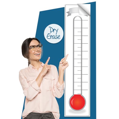 Fundraising Goal Thermometer Chart - 11" x 48", Reusable, Dry Erase Goal Tracker - Great for Schools, Churches, Offices & Charities - color: White