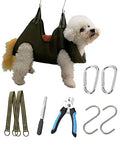 Kkiimatt 10 in 1 Dog Grooming Hammock Harness with Clippers/Trimmer, Dog Nail Hammock, Grooming Sling Holder Hanger Restraint for Nail Trimming/Clipping (S/Under 30lb, Khaki Green) - color: Khaki Green, size: S/Under 30 lb