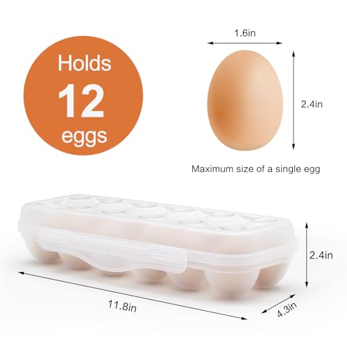 Egg Storage for Refrigerator, Egg Holder for Fridge with Lid, Stackable Egg Storage with Safety Buckle