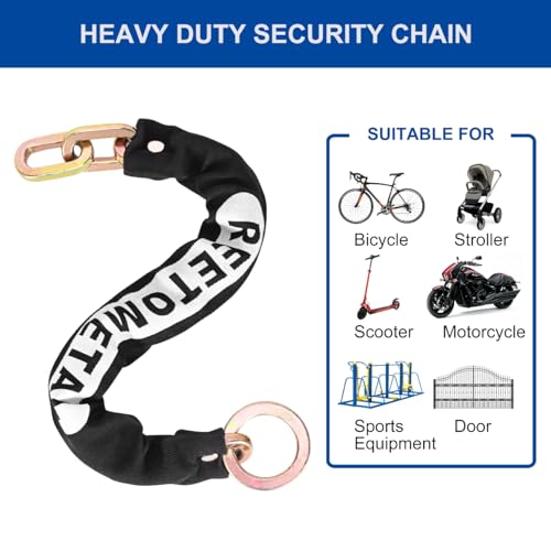Heavy Duty Security Chain, 2.4FT x 3/8" Thick | Hardened Steel, Cut Proof, Anti-Theft Lock Chain, For Motorcycles, Bikes, ATVs, Trailers, Containers - size: 2ft chain without lock