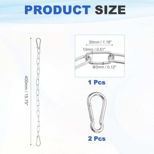 PATIKIL Gate Chain Lock, (15.8Inch, Silver) (1Pcs)304 Stainless Steel Hanging Chain Lock for Stall Barn/Cabinet/Fence/Hammock/Pet Cage - size: 15.8Inch