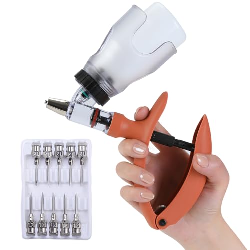 5ml Continuous Self-Refilling Livestock Syringe, 10 Needles Included | Adjustable dosage from 0.5ml to 5ml Veterinary Injection Gun for Chicken, Duck, Pig, Sheep, Cow Poultry - color: Yellow