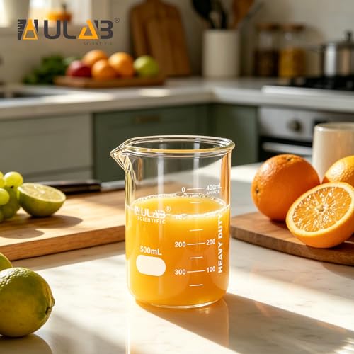 ULAB Scientific Glass Beakers Shot Glass, Vol. 50ml, 3.3 Borosilicate Griffin Low Form with Printed Graduation, Pack of 12, UBG1013 - style: Vol.50ml,Pack of 12